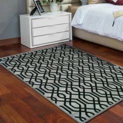 Top 10 😉 Miranda Haus Modern Geometric Lattice Polypropylene Indoor Area Rug Grey/black 👍