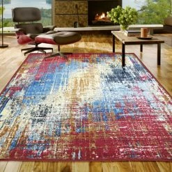 Cheapest 🎁 Miranda Haus Watley Printed Non-Slip Washable Indoor Area Rug Red 👍