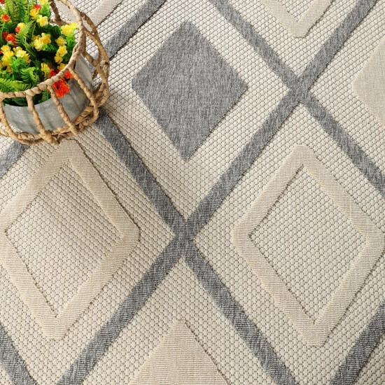 Best Pirce π Miranda Haus Diamond Geometric Lattice Modern Indoor/Outdoor Area Rug Grey π 7 Best Pirce π Miranda Haus Diamond Geometric Lattice Modern Indoor/Outdoor Area Rug Grey π - Image 5