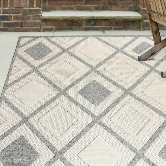 Best Pirce π Miranda Haus Diamond Geometric Lattice Modern Indoor/Outdoor Area Rug Grey π 9 Best Pirce π Miranda Haus Diamond Geometric Lattice Modern Indoor/Outdoor Area Rug Grey π - Image 7