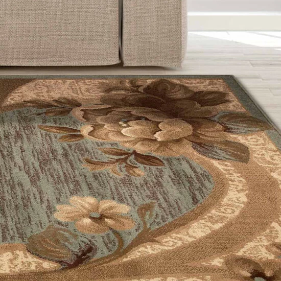 New β€οΈ Miranda Haus Traditional Floral Border Power-Loomed Indoor Area Rug Taupe π 8 New β€οΈ Miranda Haus Traditional Floral Border Power-Loomed Indoor Area Rug Taupe π - Image 6