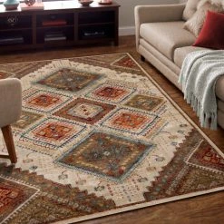 Top 10 💯 Miranda Haus Bohemian Geometric Diamonds Indoor Area Rug White-blue ⌛ -Miranda Haus Shop unnamed file 1273