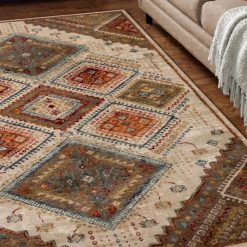 Top 10 💯 Miranda Haus Bohemian Geometric Diamonds Indoor Area Rug White-blue ⌛ -Miranda Haus Shop unnamed file 1274