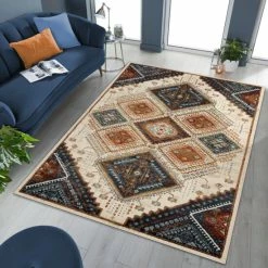 Top 10 💯 Miranda Haus Bohemian Geometric Diamonds Indoor Area Rug White-blue ⌛ -Miranda Haus Shop unnamed file 1275