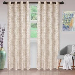 Cheap 👏 Miranda Haus Hinia Jacquard Grommet Curtain Panel (Set Of 2) Raindrop ⭐ -Miranda Haus Shop unnamed file 1295