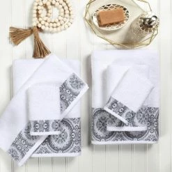 Top 10 🎉 Miranda Haus Medallion Turkish Cotton Soft Absorbent Bath Towel Set By Superior White/navy Blue 👍 -Miranda Haus Shop unnamed file 1352