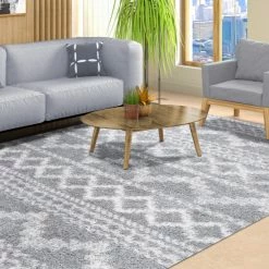 Budget 🛒 Miranda Haus Geometric Bohemian Indoor Plush Shag Area Rug Grey/cream 🎉 -Miranda Haus Shop unnamed file 1370