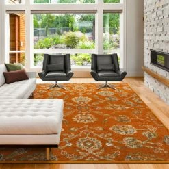 Deals 👏 Miranda Haus Brookshire Vintage Florals Indoor Area Rug Collection Orange 🎉 -Miranda Haus Shop unnamed file 1383
