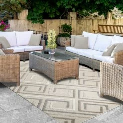 Flash Sale 🛒 Miranda Haus Modern Geometric Polypropylene Indoor/Outdoor Area Rug Grey 🥰 -Miranda Haus Shop unnamed file 1402