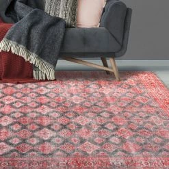 Coupon 👏 Miranda Haus Modern Geometric Diamond Indoor Polyester Area Rug Berry Red 🔥 -Miranda Haus Shop unnamed file 1416
