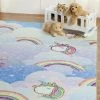 Promo 💯 Miranda Haus Rainbows And Unicorns Polyester Indoor Kids' Area Rug Sapphire Blue 😉 -Miranda Haus Shop unnamed file 1475