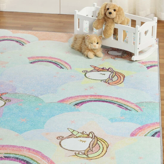 Promo π― Miranda Haus Rainbows And Unicorns Polyester Indoor Kids' Area Rug Sapphire Blue π 5 Promo π― Miranda Haus Rainbows And Unicorns Polyester Indoor Kids' Area Rug Sapphire Blue π - Image 3