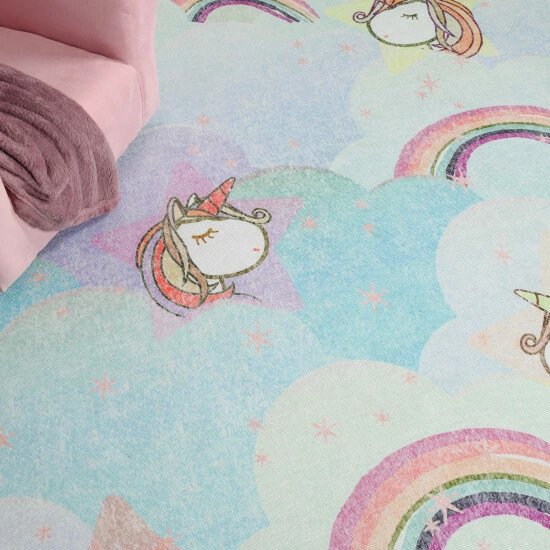 Promo π― Miranda Haus Rainbows And Unicorns Polyester Indoor Kids' Area Rug Sapphire Blue π 6 Promo π― Miranda Haus Rainbows And Unicorns Polyester Indoor Kids' Area Rug Sapphire Blue π - Image 4