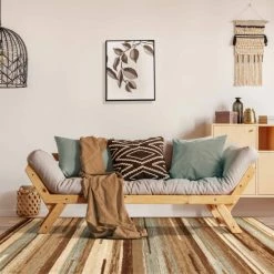 Cheap 🌟 Miranda Haus Stripes Abstract Lines Power-Looomed Indoor Area Rug Maroon 🧨