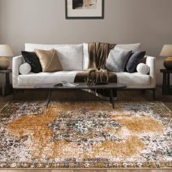 Best deal 🛒 Miranda Haus Gillespie Printed Non-Slip Washable Indoor Area Rug Ivory 🎁
