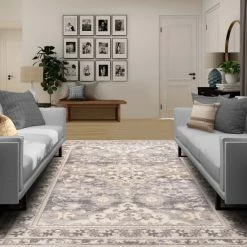 Deals 🥰 Miranda Haus Tilly Distressed Medallion Area Rug Light Grey 👏