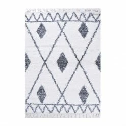Best Pirce 🧨 Miranda Haus Boho Tribal Geometric Indoor Shag Area Rug With Tassels Cream/blue 🧨 -Miranda Haus Shop unnamed file 1642