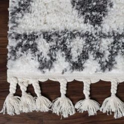 Best Pirce 🧨 Miranda Haus Boho Tribal Geometric Indoor Shag Area Rug With Tassels Cream/blue 🧨 -Miranda Haus Shop unnamed file 1643