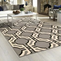 Best deal 👏 Miranda Haus Modern Geometric Art-Deco Trellis Power-Loomed Indoor Area Rug Grey ✨ -Miranda Haus Shop unnamed file 1702