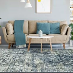 Best Sale ⭐ Miranda Haus Floral Medallion Modern Indoor Area Rug Teal 🧨