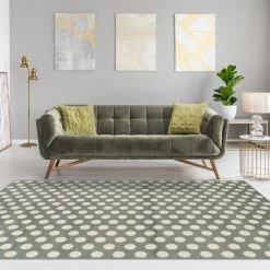 Best deal 🤩 Miranda Haus Playful Polka Dots Modern Polypropylene Indoor Area Rug Light Grey 🧨