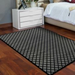 Budget 🔥 Miranda Haus Modern Diamond Lattice Polypropylene Indoor Area Rug Black/grey 🎁