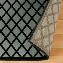 Budget 🔥 Miranda Haus Modern Diamond Lattice Polypropylene Indoor Area Rug Black/grey 🎁 -Miranda Haus Shop unnamed file 1747