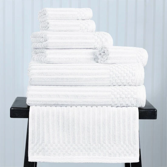 Best reviews of π Miranda Haus 100% Cotton 8-Piece Solid And Checkered Border Towel Set Golden Mist π€© 6 Best reviews of π Miranda Haus 100% Cotton 8-Piece Solid And Checkered Border Towel Set Golden Mist π€© - Image 4