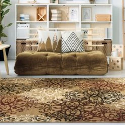 Coupon 💯 Miranda Haus Floral Medallion Polypropylene Indoor Area Rug Ginger 🌟