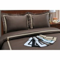 Best Pirce ⌛ Miranda Haus 300-Thread Count Cotton Breathable Solid Duvet Cover Set Black/grey 🎁 -Miranda Haus Shop unnamed file 1878