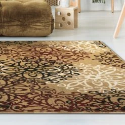Coupon 💯 Miranda Haus Floral Medallion Polypropylene Indoor Area Rug Ginger 🌟 -Miranda Haus Shop unnamed file 191