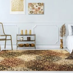 Coupon 💯 Miranda Haus Floral Medallion Polypropylene Indoor Area Rug Ginger 🌟 -Miranda Haus Shop unnamed file 192