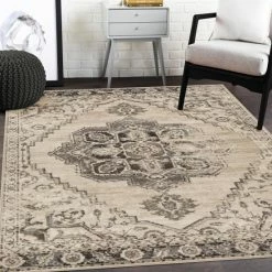 Deals 😍 Miranda Haus Stretson Modern Farmhouse Medallion Slate Indoor Area Rug 🤩