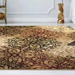 Coupon 💯 Miranda Haus Floral Medallion Polypropylene Indoor Area Rug Ginger 🌟 -Miranda Haus Shop unnamed file 193