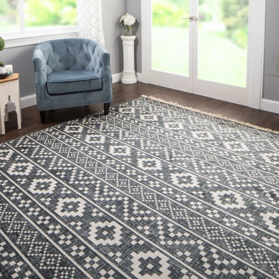 Best deal 👍 Miranda Haus Contemporary Geometric Fringe Indoor Area Rug Nightfall Blue 🤩 3 Best deal 👍 Miranda Haus Contemporary Geometric Fringe Indoor Area Rug Nightfall Blue 🤩