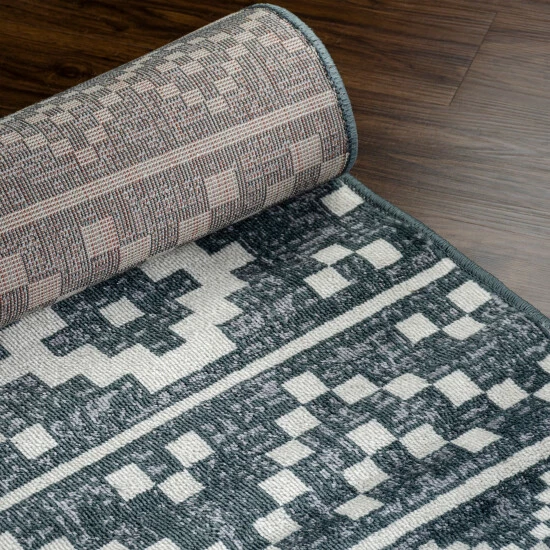 Best deal 👍 Miranda Haus Contemporary Geometric Fringe Indoor Area Rug Nightfall Blue 🤩 6 Best deal 👍 Miranda Haus Contemporary Geometric Fringe Indoor Area Rug Nightfall Blue 🤩 - Image 4