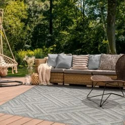 Brand new 🤩 Miranda Haus Modern Geometric Polypropylene Indoor/Outdoor Area Rug Charcoal 👍 -Miranda Haus Shop unnamed file 1987