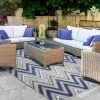 Deals 🛒 Miranda Haus Modern Zigzag Polypropylene Indoor/Outdoor Area Rug Cream 🎁 -Miranda Haus Shop unnamed file 2036