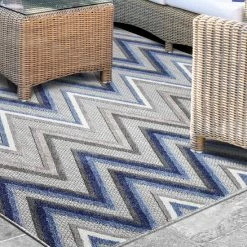 Deals 🛒 Miranda Haus Modern Zigzag Polypropylene Indoor/Outdoor Area Rug Cream 🎁 -Miranda Haus Shop unnamed file 2042
