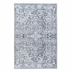 Brand new 🌟 Miranda Haus Geometric Floral Medallion Indoor Polyester Area Rug Charcoal 🔔 -Miranda Haus Shop unnamed file 2051