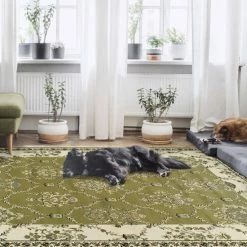 New 👍 Miranda Haus Stratton Oriental Floral Medallion Area Rug Collection Sage 🥰