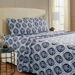 Best Sale 🔔 Miranda Haus Delevingne Fleur-de-Lis Deep Pocket Sheet Set Teal 🥰 -Miranda Haus Shop unnamed file 2109