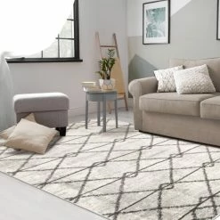 Best deal 🥰 Miranda Haus Truscott Modern Geometric Area Rug Charcoal 🎁