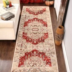 Coupon ❤️ Miranda Haus Layla Modern Farmhouse Medallion Polypropylene Area Rug Red 🤩 -Miranda Haus Shop unnamed file 2156