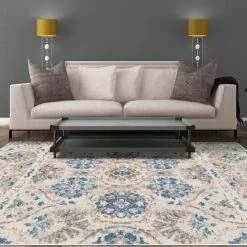 Flash Sale 👍 Miranda Haus Finley Floral Damask Transitional Area Rug Larkspur ✔️