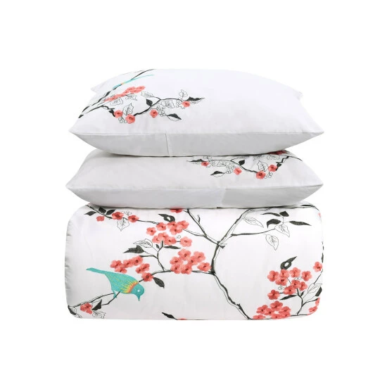 Outlet βοΈ Miranda Haus Cherry Garden 100-Percent Cotton 3-Piece Duvet Cover Set Blue π 7 Outlet βοΈ Miranda Haus Cherry Garden 100-Percent Cotton 3-Piece Duvet Cover Set Blue π - Image 5