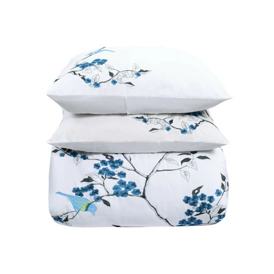 Outlet βοΈ Miranda Haus Cherry Garden 100-Percent Cotton 3-Piece Duvet Cover Set Blue π 8 Outlet βοΈ Miranda Haus Cherry Garden 100-Percent Cotton 3-Piece Duvet Cover Set Blue π - Image 6