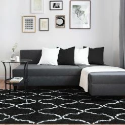 Best Pirce ❤️ Miranda Haus Modern Geometric Trellis Shag Area Rug Collection Navy Blue/white ⌛