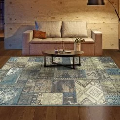 Brand new 😍 Miranda Haus Zelder Abstract Medallion Patchwork Area Rug Collection Teal ⌛