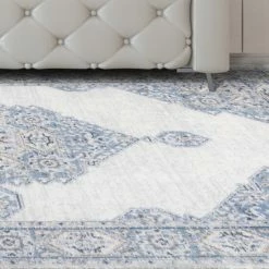 Top 10 👍 Miranda Haus Modern Oriental Medallion Polyester Indoor Area Rug Cream/blue 😀 -Miranda Haus Shop unnamed file 2236